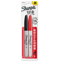 Sharpie 锐意防褪色马克笔细黑红吸塑卡片装 2支 黑色+红色