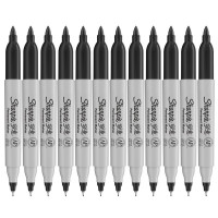 Sharpie 锐意防褪色马克笔双头黑色12支纸盒装 黑色