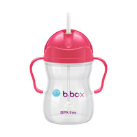 澳洲b.box婴儿水杯宝宝带刻度重力球训练吸管杯bbox儿童学饮杯240ml经典玫红款