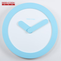 极客库GEEKCOOK时尚宜家圆形挂钟客厅办公木质石英钟表现代简约石英钟12英寸挂钟GK1310017 自由蓝