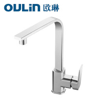 欧琳Oulin 厨房冷热水龙头不锈钢陶瓷阀可旋转不锈钢洗菜盆龙头OL-CFX005 银色（1周内发货）