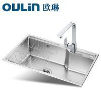[苏宁自营]欧琳Oulin水槽+龙头套餐 不锈钢水槽 厨房水槽单槽水槽龙头套装 厨房洗菜盆洗碗池OLWG68440 CFX005不锈钢龙头