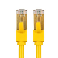 晶华 七类工程家装网线跳线 cat7无氧铜屏蔽7类电脑机顶盒路由器宽带高速万兆网线 黄色 2米