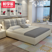 [苏宁自营] 恒享家 床 布床布艺床现代简约床主卧小户型布床可拆洗双人床婚床榻榻米床1.8米 M7 1.8M*2.0普通架子床+两个床头柜+配套乳胶床垫