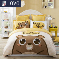 LOVO 罗莱生活出品 纯棉四件套全棉床品套件床上用品床单被套 巧克力熊 1.5m床