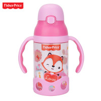 Fisher Price 费雪婴幼儿童吸管杯宝宝训练喝水杯弹跳吸管学饮杯带双手柄防漏 400ml FP-8620A 粉