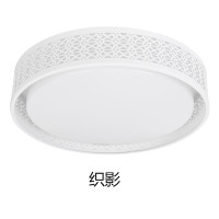 飞雕客厅灯 LED吸顶灯 卧室照明灯具灯圆形长方形客厅灯 20W渐变调光调色 织影 白色