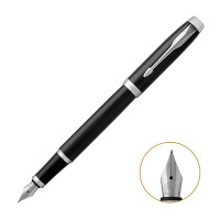 派克PARKER 钢笔 IM纯黑丽雅白夹墨水笔 学生商务办公文具用品 可吸墨可替换墨囊 书写0.5mm金属不锈钢F笔尖 IM纯黑丽雅白夹墨水笔