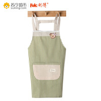 【苏宁超市】利得韩版时尚棉麻围裙 小熊双层防水围裙 条纹小清新绿 厨房可爱做饭烘焙 绿色条纹