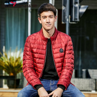 柒牌SEVEN男装青年羽绒服商务时尚休闲防风保暖外套白鸭绒 酒红18 180
