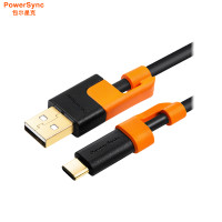 包尔星克PowerSync/CUBCGAR0025A Type-C 数据线连接线 手机充电线 抗摇摆设计黑配橘0.25米 1米
