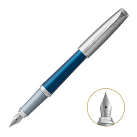 派克PARKER 钢笔 都市海蓝之恋墨水笔 学生商务办公文具用品 可吸墨可替换墨囊0.5mm金属不锈钢F笔尖 都市海蓝之恋墨水笔