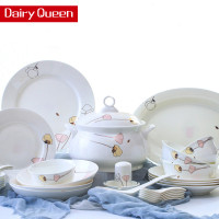 DAIRYQUEEN景德镇俏佳人56头陶瓷骨瓷餐具套装碗碟套装套装餐具碗碟盘勺子筷子家用套装