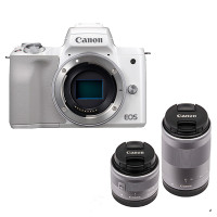 佳能(Canon)EOS M50白色（15-45mm+ 55-200mm）银色数码微单双套