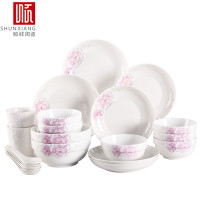 顺祥20+2套装 餐具（薇香）陶瓷碗盘实用日常 釉上彩陶瓷餐具碗碟盘勺子筷子家用套装结婚送礼乔迁之喜