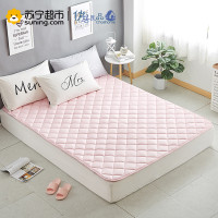 俏居(Choshome)家纺 全棉床垫纯色简约风四季可用床褥 床垫1.8m床1.5m双人垫1.2米褥子防滑薄保护垫 淡粉色 180*200cm