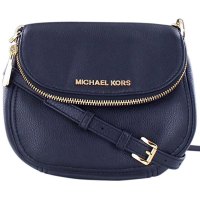 [直营]迈克·科尔斯(MICHAEL KORS) 牛皮 搭扣 软翻盖包Bedford Flap斜跨单肩包 MK女包 海军蓝金色五金