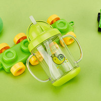 爱得利(IVORY)儿童水杯Tritan吸管杯宝宝带手柄水杯学饮杯 T-29 200mL绿色 适用于十二个月以上的宝宝
