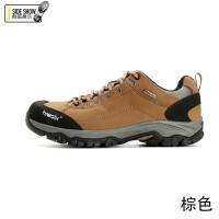 高步Hiwalk户外防撞头层牛皮登山鞋男女防滑耐磨透气低帮徒步旅行鞋 36码 棕色