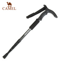 CAMEL骆驼户外登山杖 T型4节伸缩拐杖 徒步爬山拐棍手杖 黑色