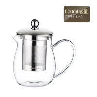KAMJOVE/金灶 明尊 泡茶壶茶道杯飘逸杯耐热玻璃茶具304食品接触用不锈钢内胆过滤花茶壶 L-04（500ML）