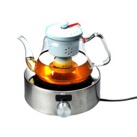 家用陶瓷侧把壶功夫茶具茶炉电陶炉提梁烧水壶普洱黑茶煮茶器 古韵侧把煮茶壶配电陶炉(机械)
