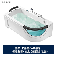 家用浴缸卫生间恒温加热小户型浴池浴盆亚克力网红浴缸 空缸+五件套+冲浪按摩+恒温装置+液晶面板（右裙） ≈1.7M