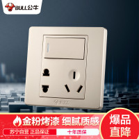 公牛(BULL) 开关插座 G07系列 一开双控五孔带开关插座 86型暗装面板G07E334(U6) 香槟金 香槟金 一开双控五孔带开关