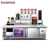 乐创(lecon) 水吧台 商用 奶茶店水吧台卧式操作台柜 定制 2米冷冻