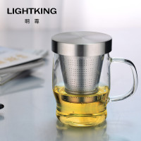 KAMJOVE/金灶 明尊 办公室个人杯玻璃杯花茶杯304不锈钢过滤耐热带盖泡茶杯 SG-03（380ML）
