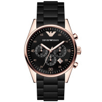 阿玛尼(EMPORIO ARMANI)三眼计时日历女士手表 欧美品牌时尚情侣女士石英表 AR5906 AR5906