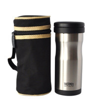 膳魔师(THERMOS)真空不锈钢茶漏泡茶保温杯JML-371带杯套 颜色随机 黑色