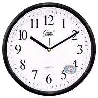 康巴丝静音挂钟时尚挂钟卧室客厅办公现代时钟表简约创意石英钟表(271)_10英寸（直径25.5厘米） 黑色