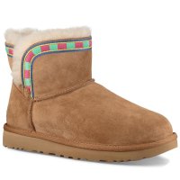 [直营]UGG(UGG) Rosa Maria系列民族风刺绣装饰女士短筒平跟短靴羊皮休闲雪地靴女靴1014611 卡其色 US8