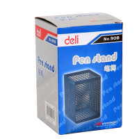 得力（deli）908 金属网纹笔筒 学生文具办公用品 方形金属笔筒