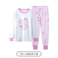 小红豆童装儿童内衣套装纯棉男童女童秋衣秋裤中大童宝宝睡衣棉毛衫薄 282-女童卡通 150cm