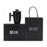 景德镇珐琅彩马克杯办公杯手工陶瓷水杯家用带盖过滤茶杯 皇家御品-百川杯（三件）