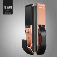 洲明翰源K8指纹锁家用防盗门智能密码门锁木门磁卡电子锁远程全自动 三锁舌 铜 通用型 k8标配-红古铜 通用型
