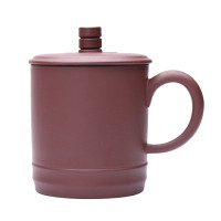 双圈杯盖杯紫砂杯 SCP-2789 茶杯泡茶办公盖杯茶具水杯【个】 棕色
