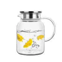 天喜(TIANXI)玻璃杯 大容量凉水壶家用耐热加大加厚果汁杯冷水玻璃水晶杯泡茶壶 不锈钢盖1300ml