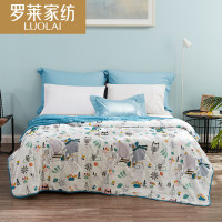 罗莱家纺LUOLAI 床上用品夏季夏天空调被子被芯全棉清逸被 带你去旅行 蓝色 1.5m床（200x230cm）