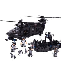 沃马新品玩具儿童积木特警系列虎鲸号和铺路鹰号C0550