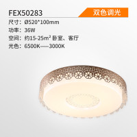 FSL佛山照明LED吸顶灯简约现代圆形房间卧室灯铁艺镂空客厅餐厅灯具15平方米 贝壳黄/LED25WФ450*82