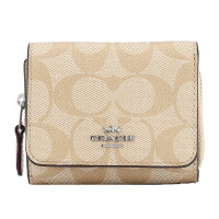 COACH 蔻驰 奢侈品 女士卡其色人造革短款钱包钱夹 卡其色