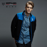 Northland/诺诗兰户外男款保暖防风拼色立领抓绒衣绒外套GF062709 GF062709-YS780黑色/钴蓝色男 165