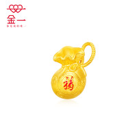 金一足金3D硬金福袋女士 黄金吊坠 福气多多幸福满满 可配项链(定价) ACB013 1.94克