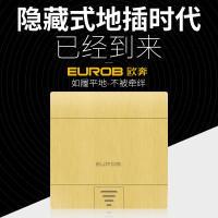 欧奔(EUROB)地插座全铜防水拉丝阻尼隐藏式十孔家用五孔地面板地插座面板