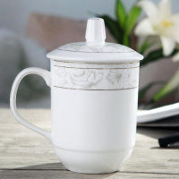 希诺(HEENOOR) 陶瓷茶杯 / 带盖水杯 单个装米色 米色