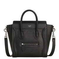 [直营] 赛琳(CELINE) LUGGAGE NANO 系列 女士经典粒面小牛皮 笑脸包 手提单肩斜挎包 女包 黑色189243DRU38NO