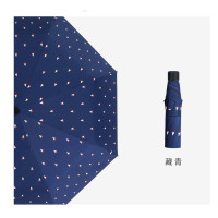 菲诺 雨中故事小清新太阳伞女防晒防紫外线折叠小巧便携黑胶遮阳晴雨两用雨伞 藏青